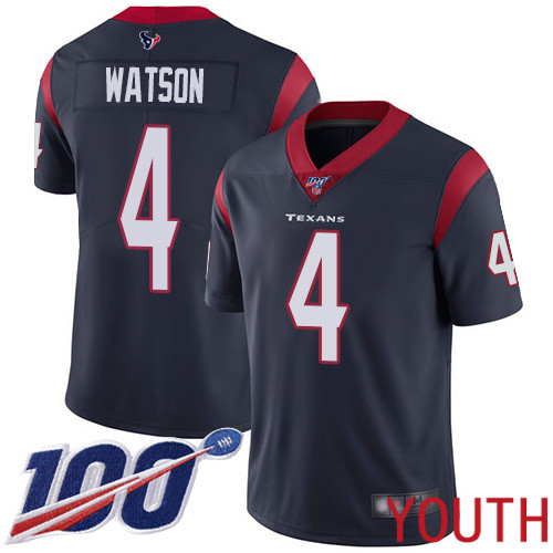 Houston Texans Limited Navy Blue Youth Deshaun Watson Home Jersey NFL Football 4 100th Season Vapor Untouchable